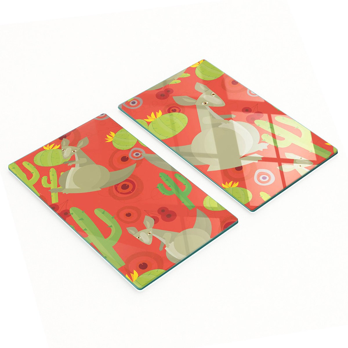 Multifunctionele decoratieve glazen borden met kangoeroeprint 2x30x52 cm