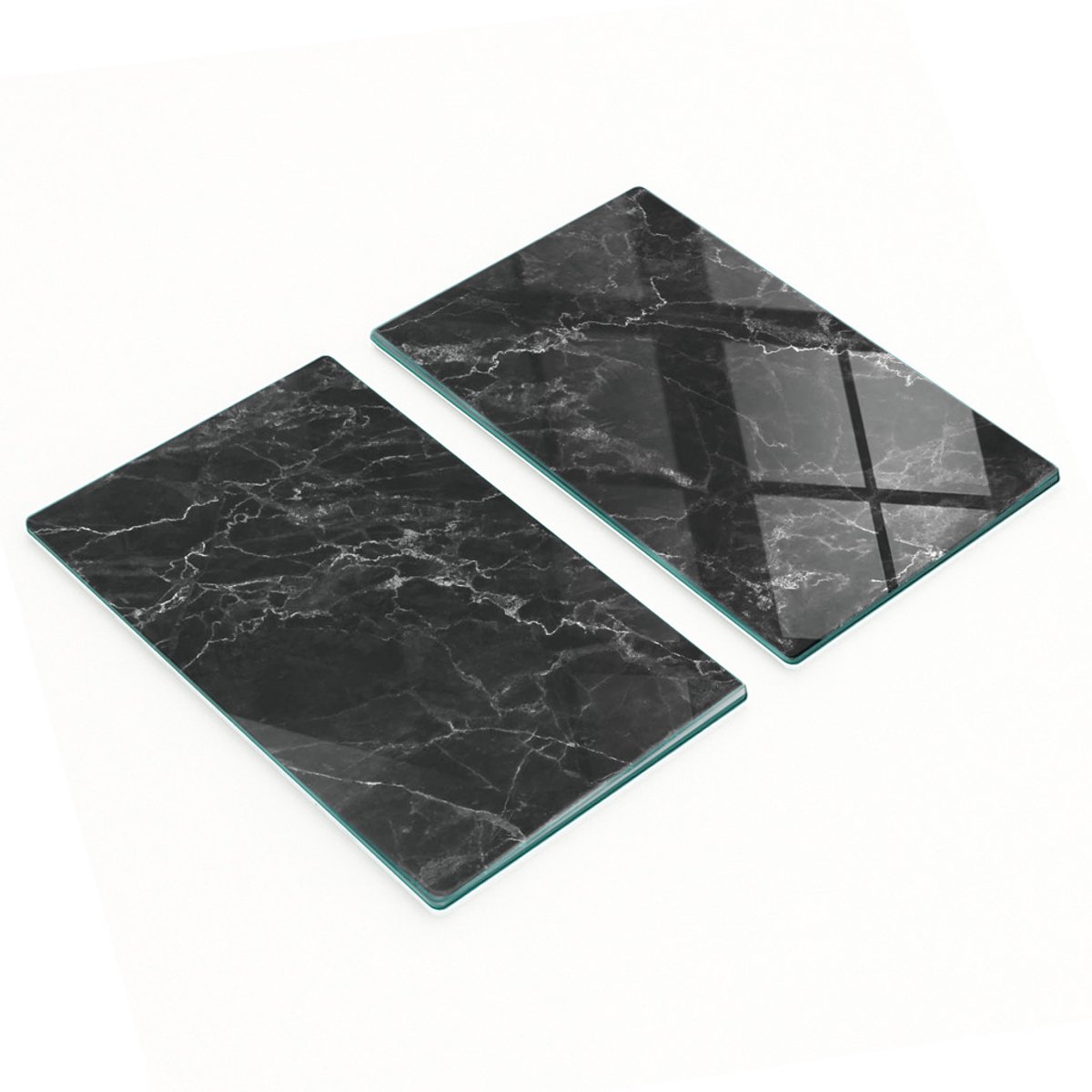 Decoratieve serveerplanken van glas met marmerlook, 2x30x52 cm