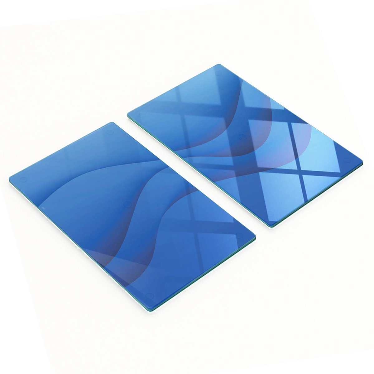 Decoratieve snijplanken van gehard glas met abstract golfmotief, 2x30x52 cm