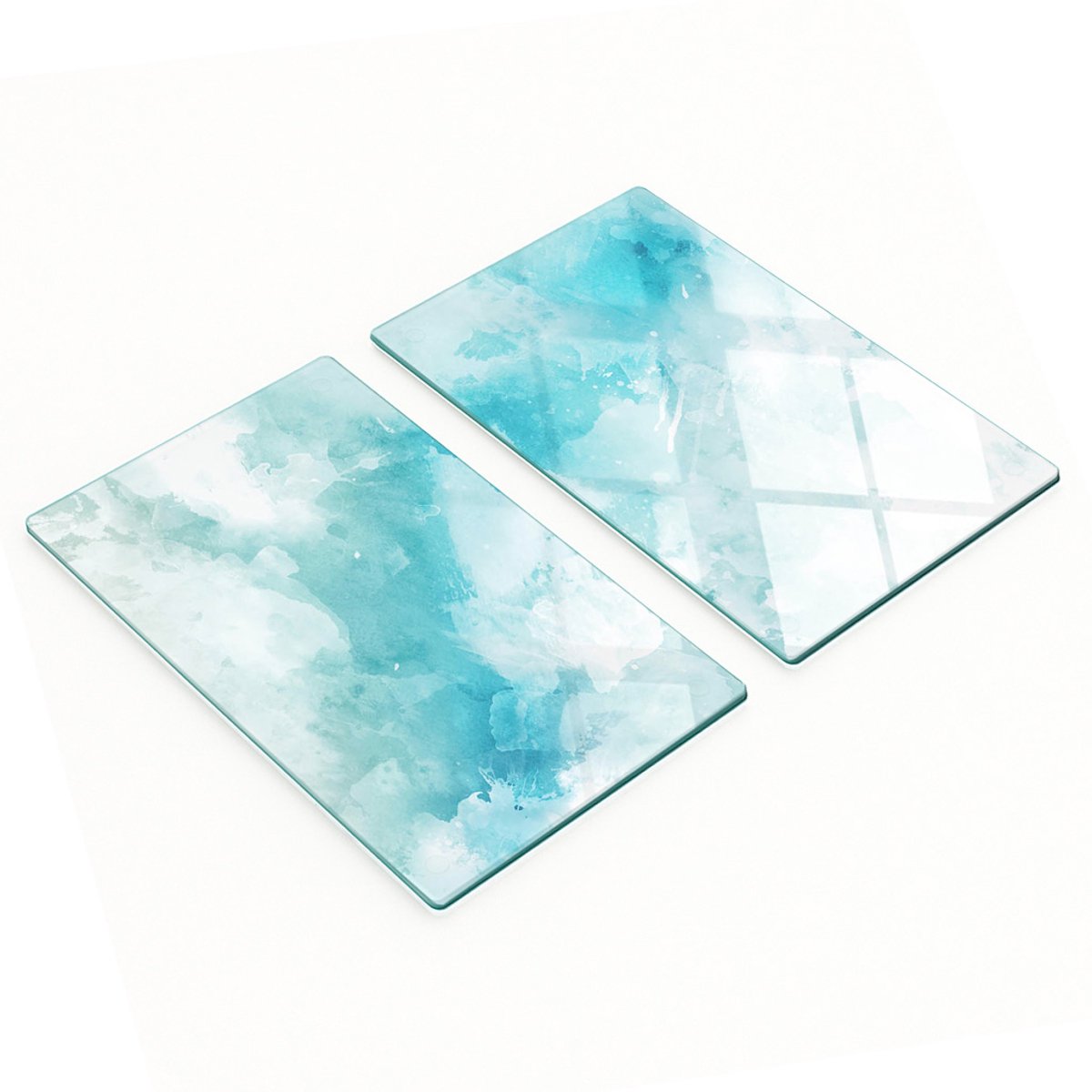Glazen snijplanken met afbeelding, blauwe achtergrond, 2x30x52 cm