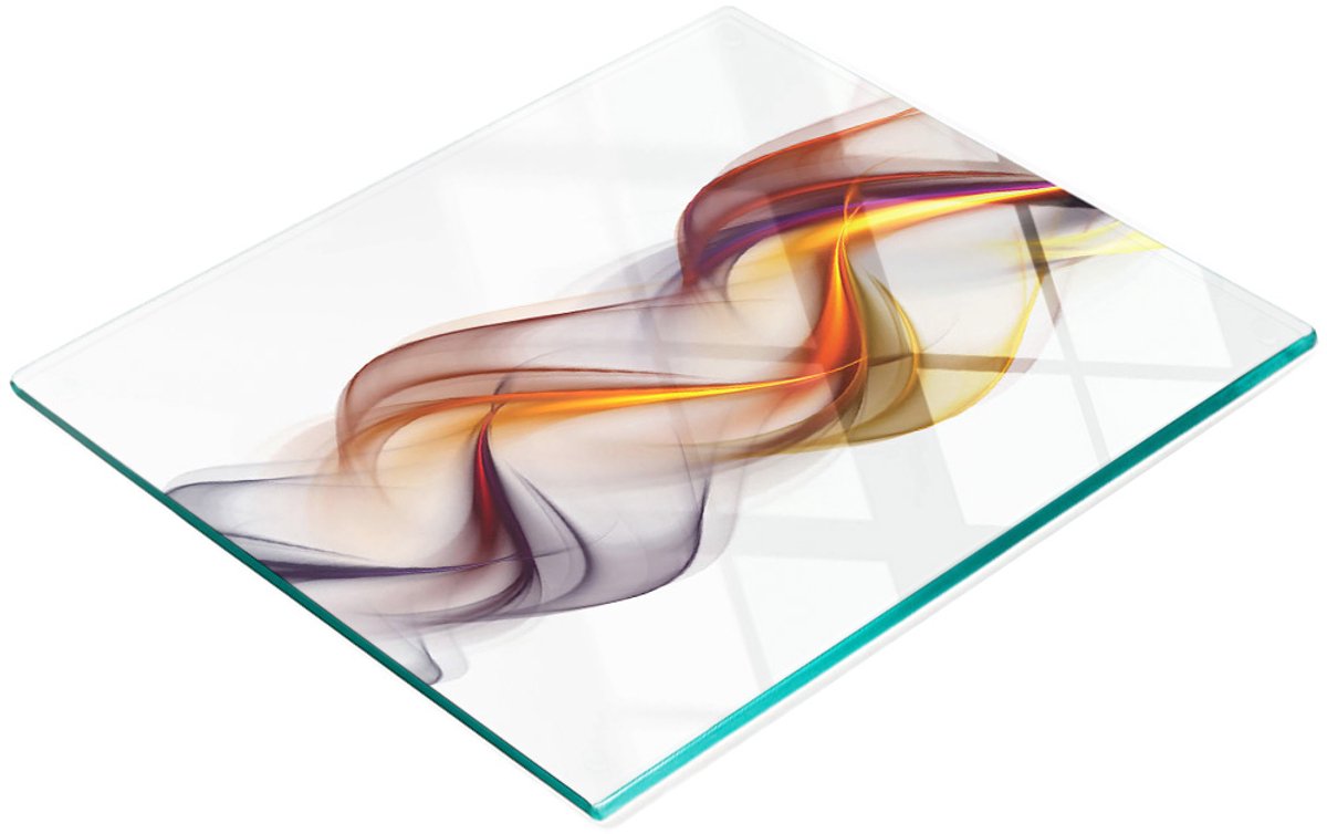 Decoratieve snijplank van gehard glas met abstract golvenpatroon, 60x52 cm