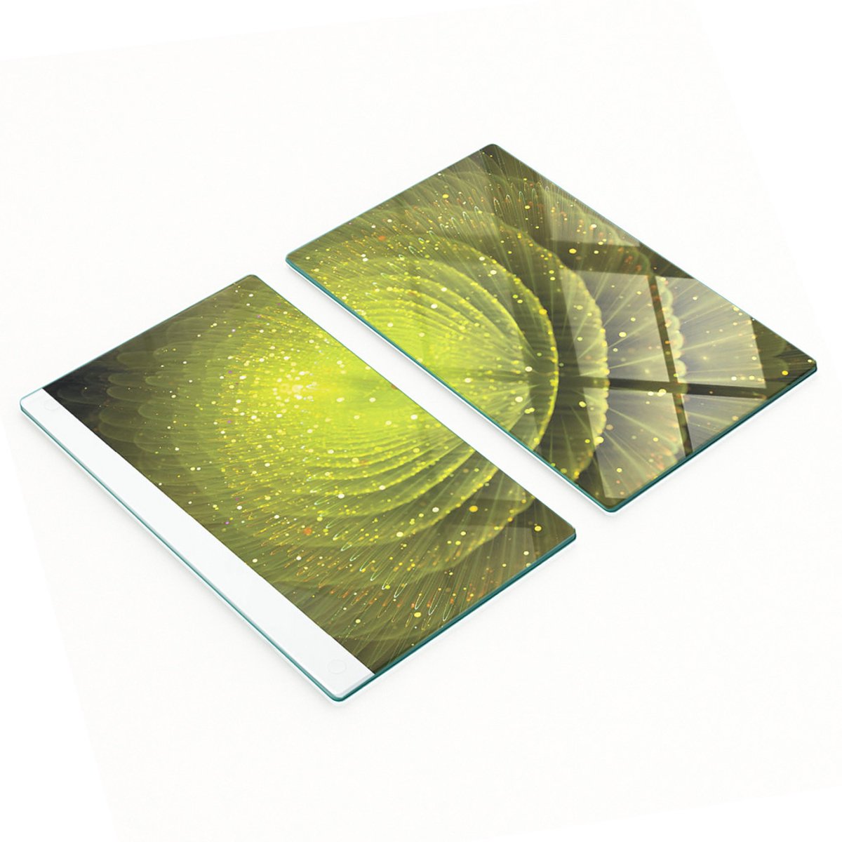 Decoratieve snijplanken van gehard glas met fractale bloemmotief, 2x30x52 cm