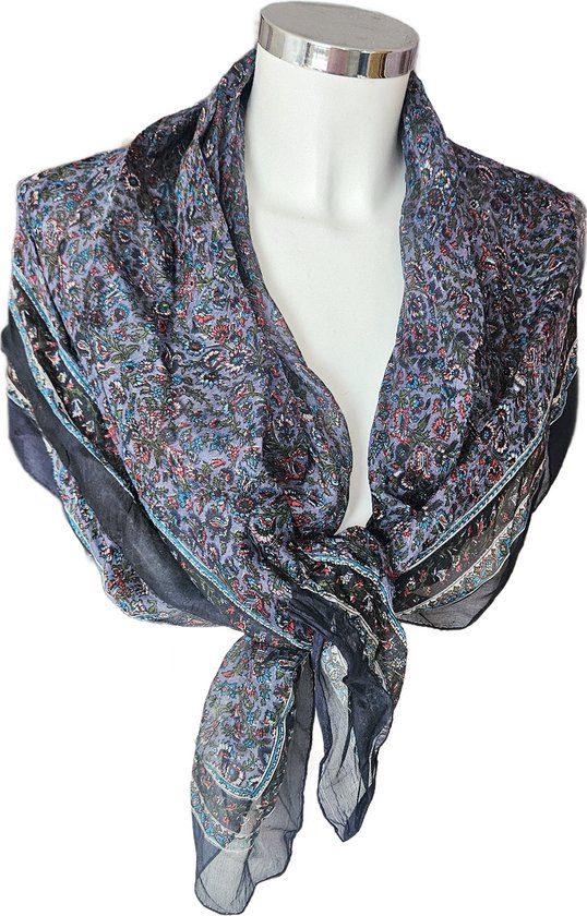 Sjaal paars/lila gevilt op chiffon - Wereldwinkel webshop