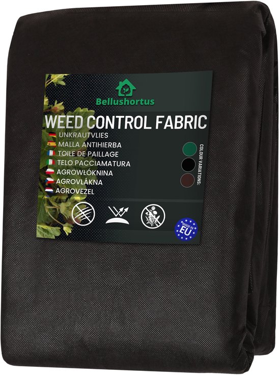 Agrotextile, Garden fleece / Weed fleece Zwart 1,6 m 100 g/m² avec protection UV Qualité UE / 10 m de long, 1,1 m de large