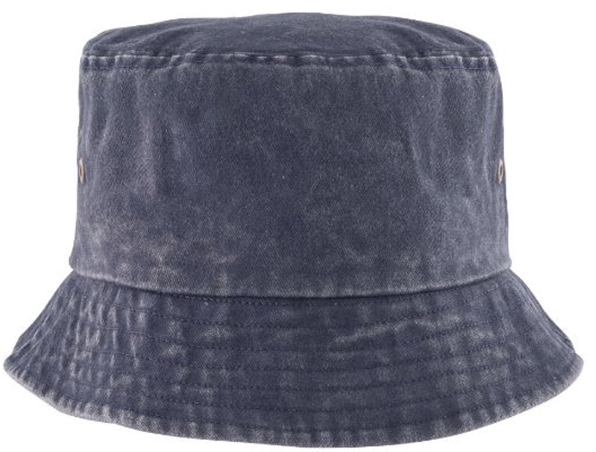 Bucket Hat / Bob hat gewassen Blauw look 260 gram katoen