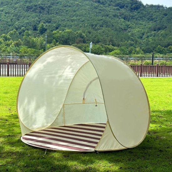 CLVP® Strandtent UV Bescherming - Strandtent Baby Pop Up - Strandtentje Extra Licht - Strandschelp - Strand Tent - Beige en Bruin van Merkloos — afbeelding 5