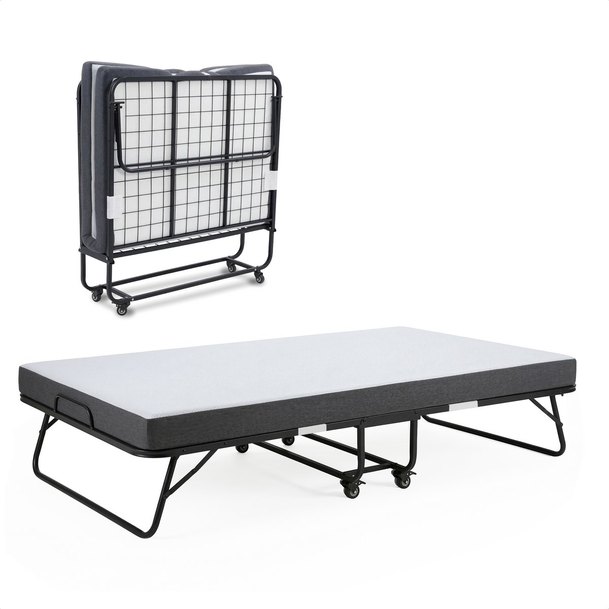 Logeerbed 120×200 met Matras - Vouwbed - Luxe - Tot 250 kg - Zwart - Bodo