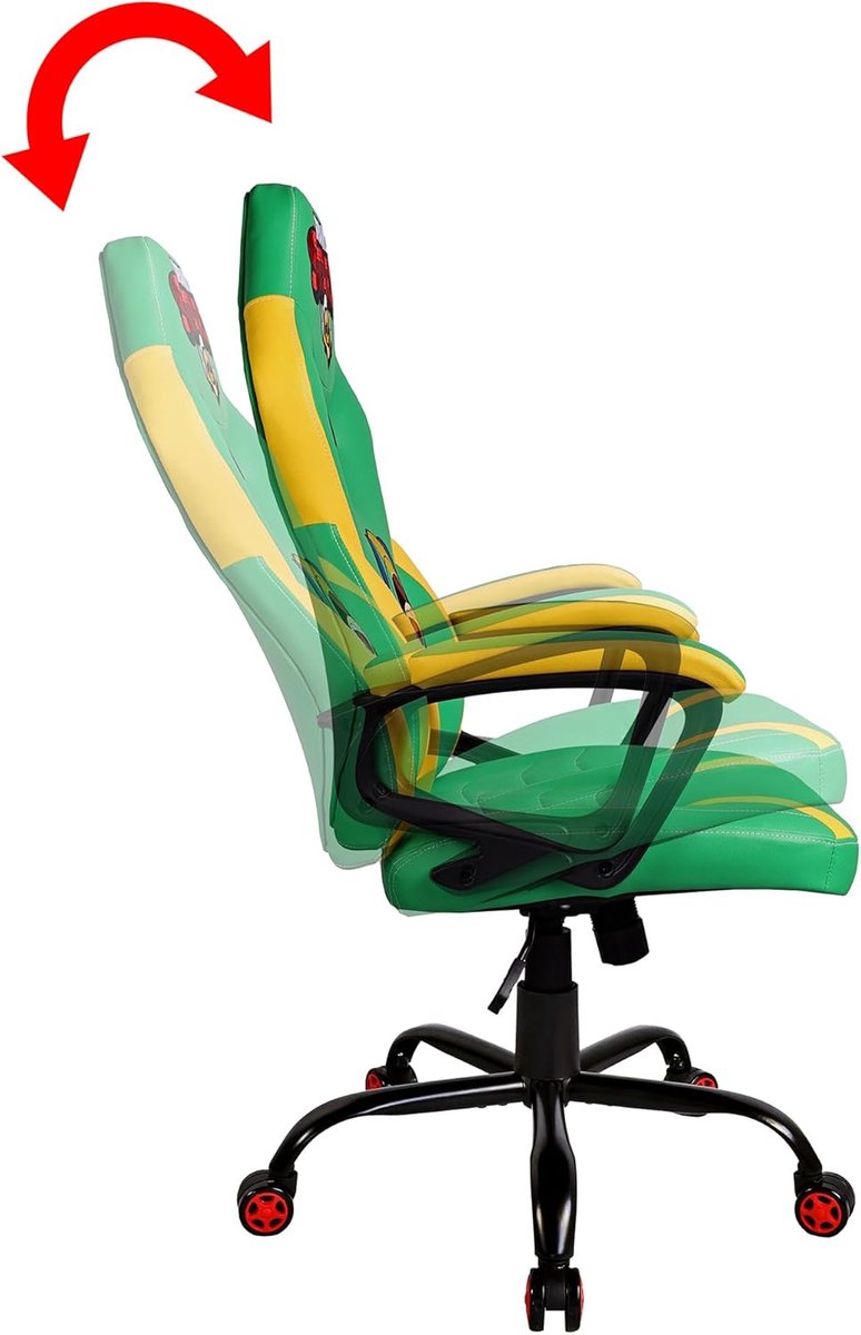 Gaming stoel voor kinderen – Casa Velluto Leon Brawl Stars ergonomische bureaustoel met verstelbare hoogte, schommelzitting, hoofdsteun en kunstleren bekleding – groen kinderstoel voor gamen en studeren