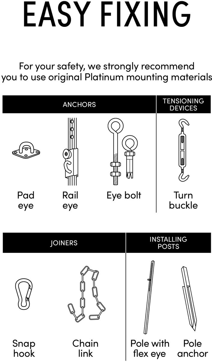 Platinum Fixing Kit for Triangular Shade Sail