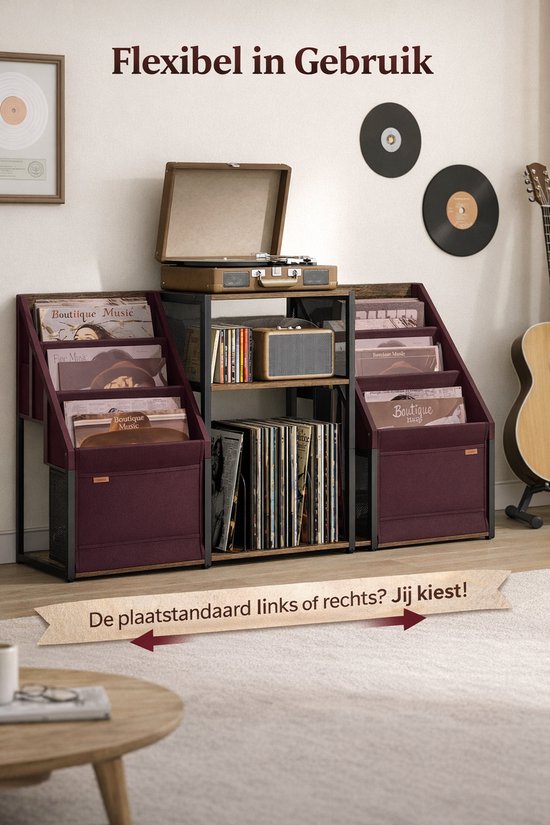 House of Balance LP Speler Meubel - Platenspeler meubel - Platenspelerkast - LP Kast - Vinylkast - LP opbergkast - 30×81×69 cm — afbeelding 5