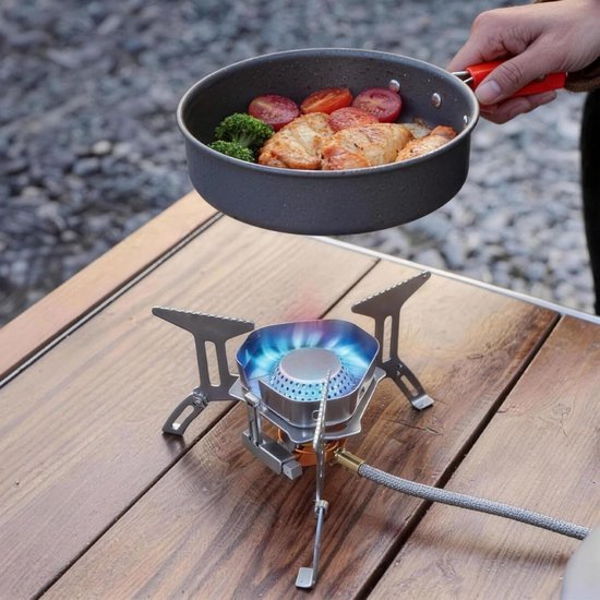 CLVP® Wokbrander - Kookbrander - Wok Brander - Met Slang en Regelaar - Propaan/Gas - Voor Buiten - Camping Kooktoestel Wind Proof –Zilver van Merkloos — afbeelding 3