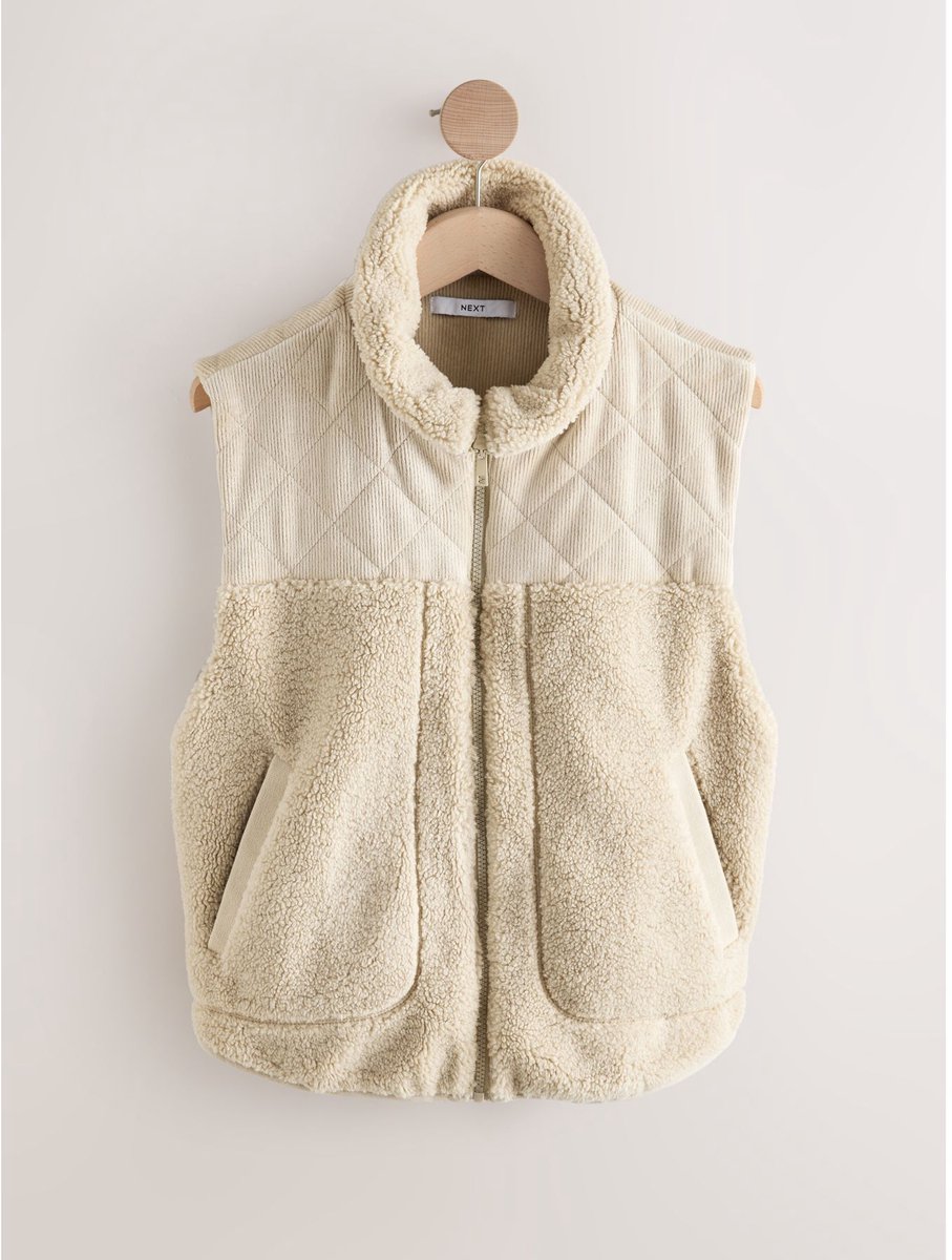 Corduroy gilet met rits van borgmix Creme