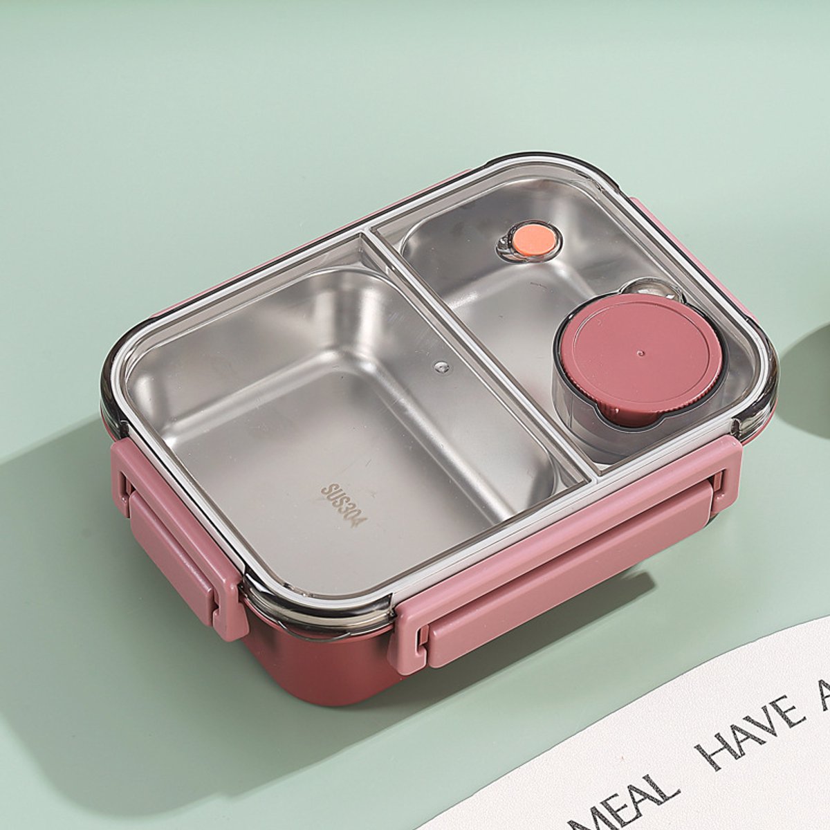 Lunchbox - 850 ml - Roestvrij staal - Snackbox - Lunchbox voor volwassenen - Lunchbox voor kinderen - Lekvrije lunchbox - Onbreekbaar - Grote inhoud - Vaatwasmachinebestendig - BPA-vrij - Geschikt voor school, werk en reizen - Roze