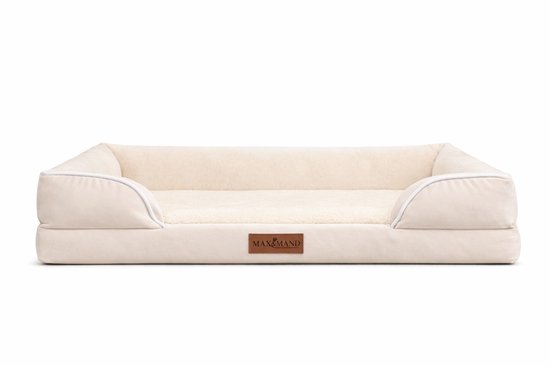 Max&Mand Panier Orthopédique pour Chien Mousse à Mémoire Avec Bords Surélevés Housse Amovible Lavable Antidérapant M 76x50x18 cm Beige