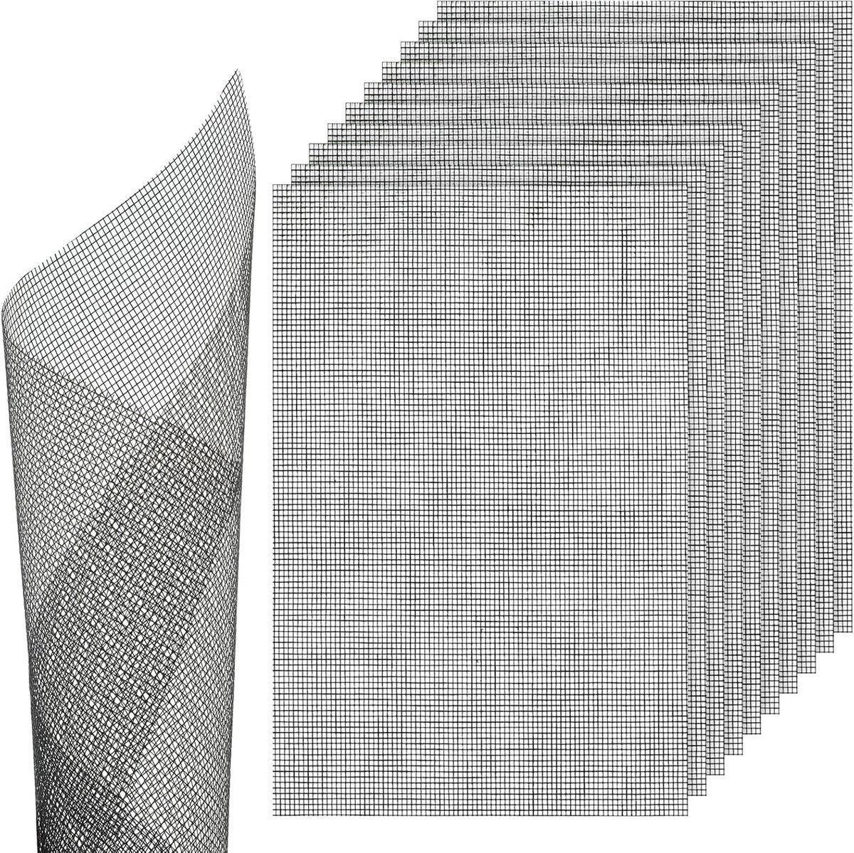 Bloempotrooster - 10 stuks - 30 x 20 cm - Rechthoekig - plastic - Buitenpotten drainage zodat potgrond niet wegspoelt - Drainage rooster planten - Plantennet voor buiten pot - plantenmat voor bonsai, bloempot of plantenschotel. - zwart