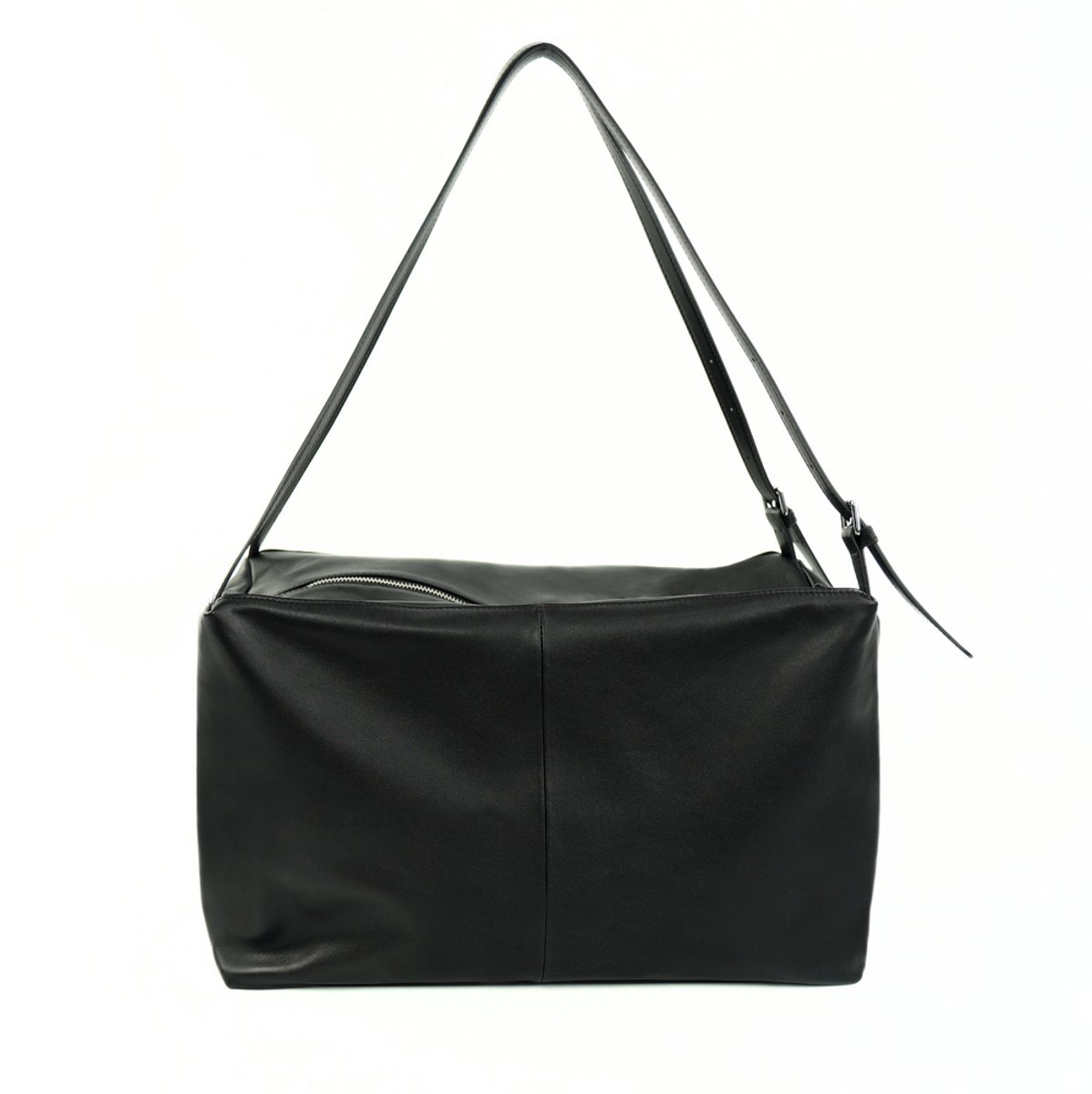 Solier FL36 Oriana - Dames schoudertas baguette - Glad leer - Geschikt voor A4 en handbagage - Lange schouderbanden - Zwart