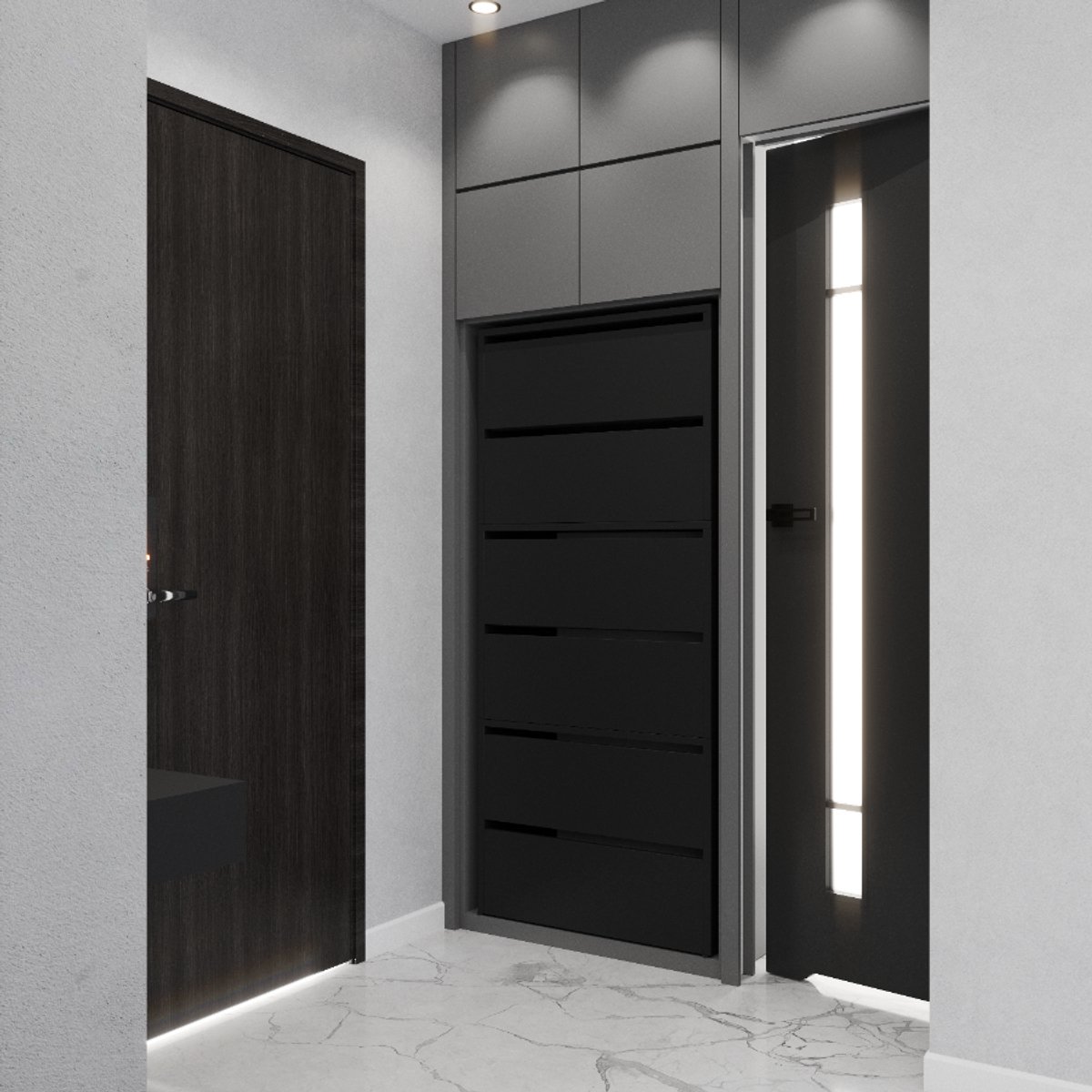 HOGE ZWARTE SCHOENENKAST 150 CM - MODERN