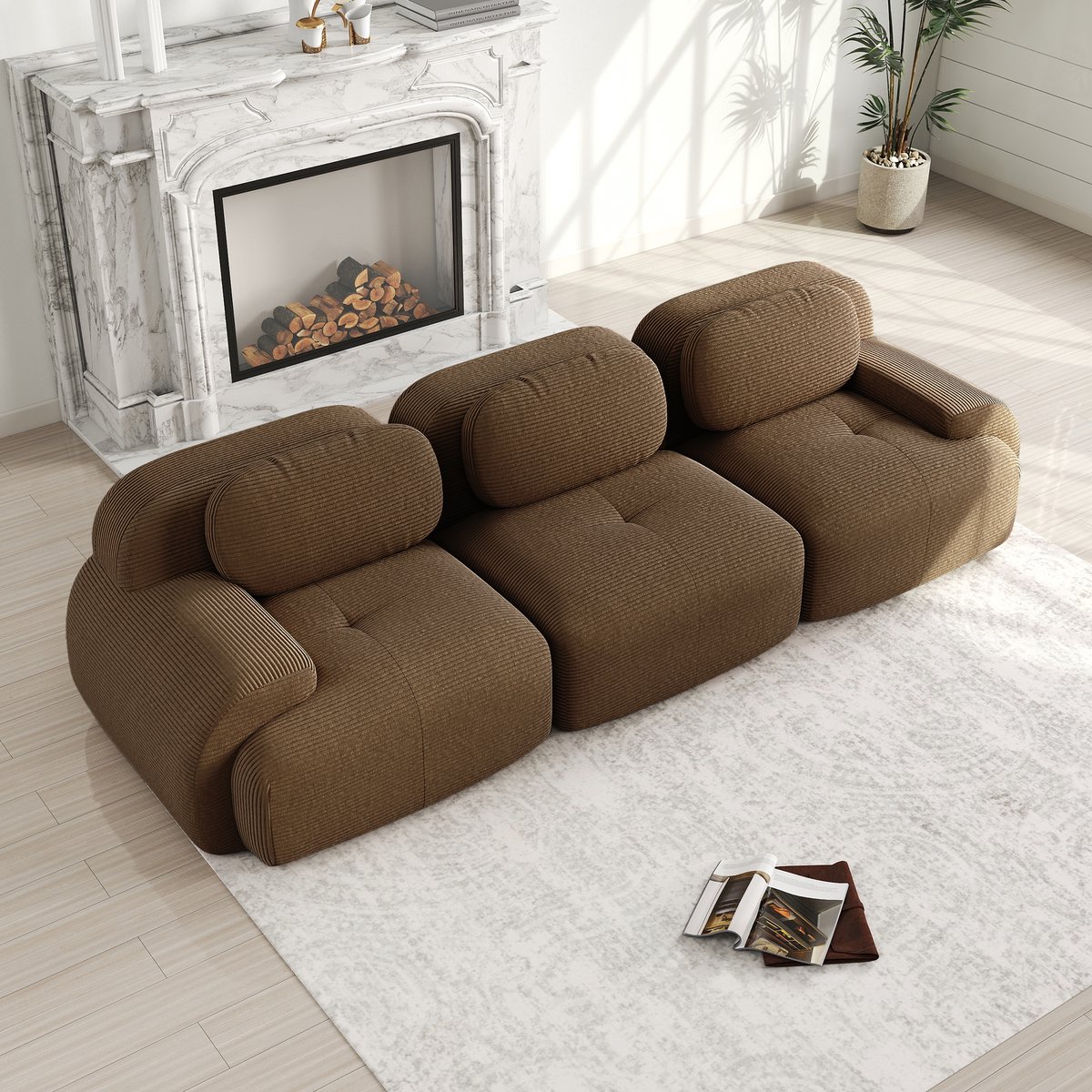 MODFU Modulaire Hoekbank – Frameloos & antislip – Minimalistisch design – Ribstof – 32D sc