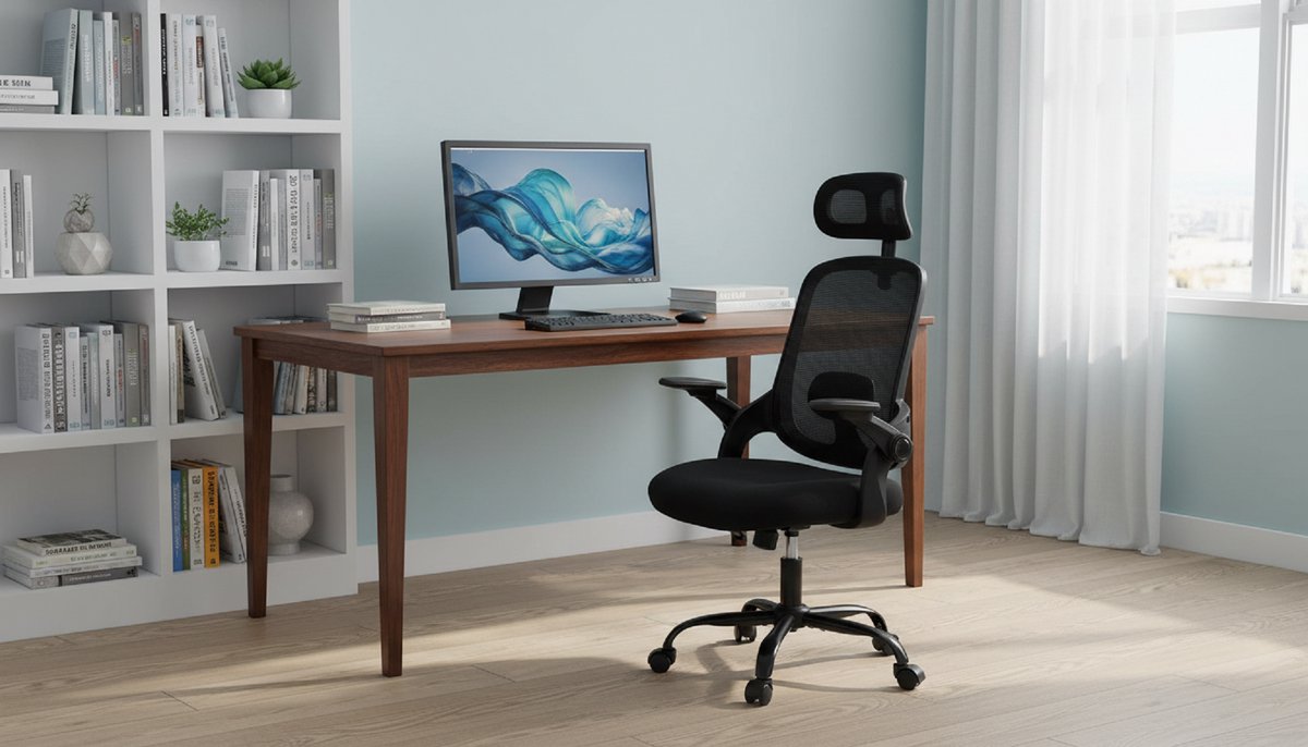 Ergonomische bureaustoel Casa Velluto AeroMesh met hoofdsteun, verstelbare armleuningen en lendensteun – Draaibare ademende bureaustoel met schommelfunctie en PU-wielen – Zwart, comfort voor kantoor, thuiswerk en gamen