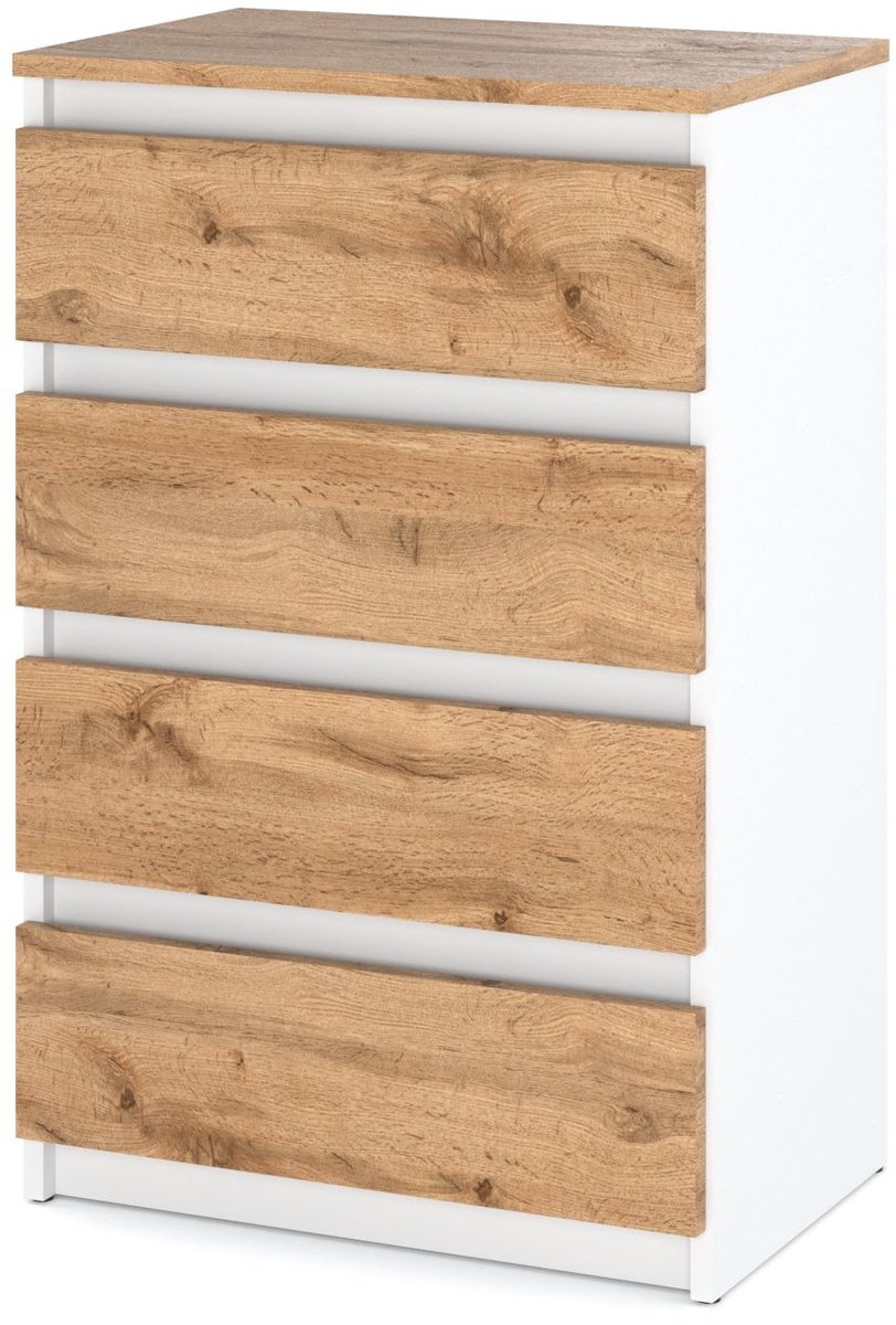 Wotan ladekast van wit eikenhout, 60 cm, tv-meubel voor de woonkamer, dressoir