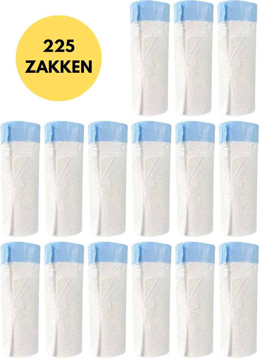 JustValue Kattenbakzakken Uitsluitend Voor Automatische Kattenbakken - 15 rollen - 225 Zakken - 15 Stuks Per Rol - Geschikt voor 65L Kattenbakken