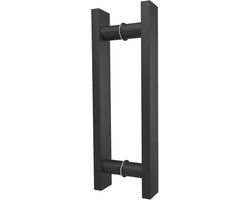 Deurgrepen Vierkant Lang - Deurklink Set - Toegangscontrole - Dubbelzijdig Gebruik - 30cm Lengte - Zwart