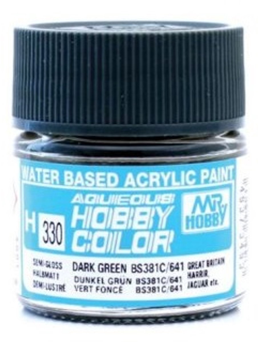 Gunze H-330 - BS381C/641 Dark Green Sg - Mr. Hobby Aqueous Modelbouwverf 10ml