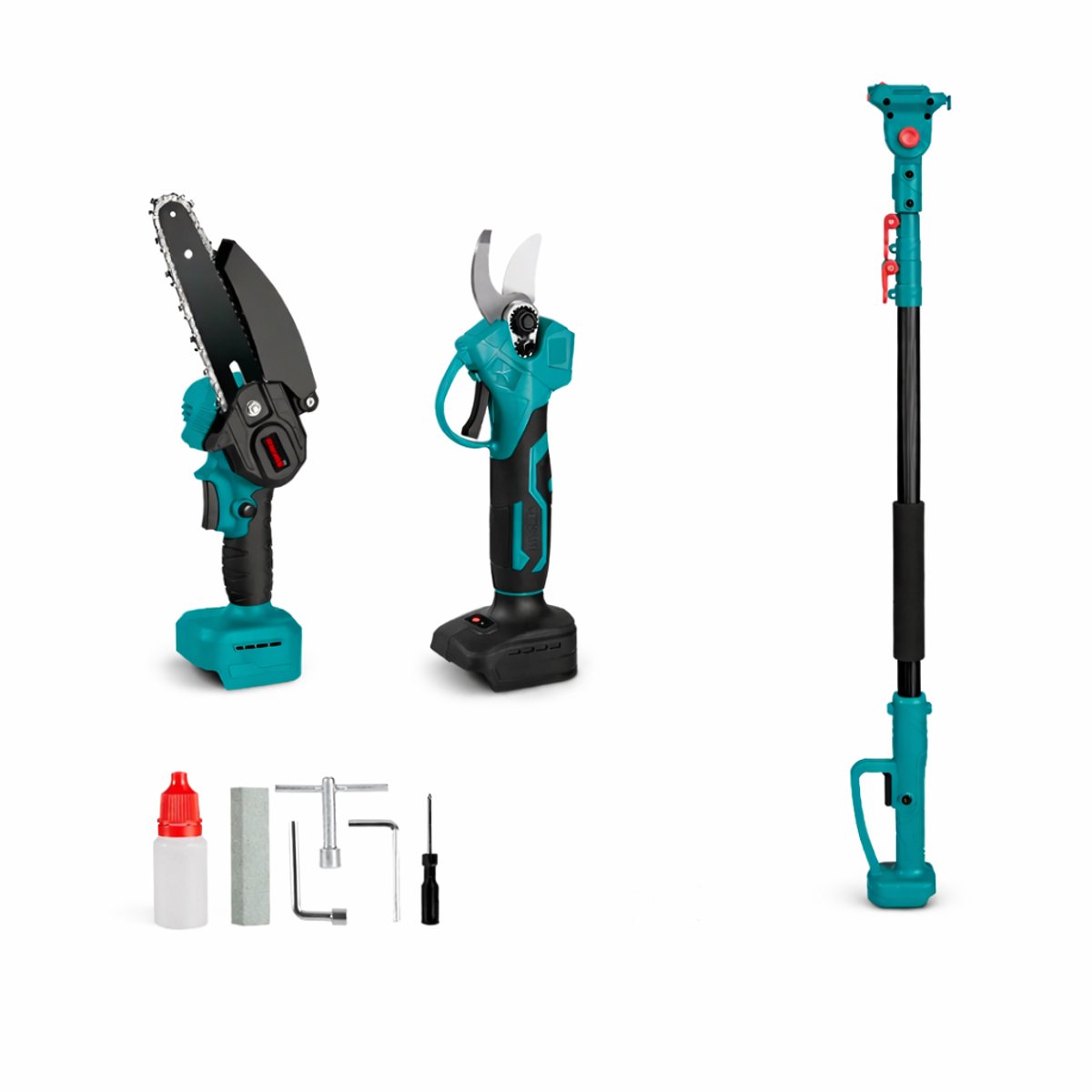 Telescopische Kettingzaag - 4-in-1 - Borstelloze Motor 3500W - 6 Inch Zaagblad - Snoeischaar - Verstelbare Steel 1,08 tot 2,01 m - Hoge Takken Snoeien - 18V Aansluiting - Tuingereedschap Set
