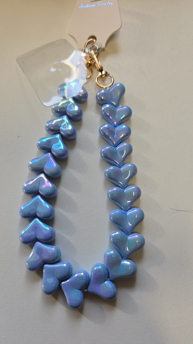 Telefoonkoord, Telefoonkoord hartjes blauw, Kort telefoon koord, Telefoon sieraad, telefoon koord, Telefoon accessoires, XLX®