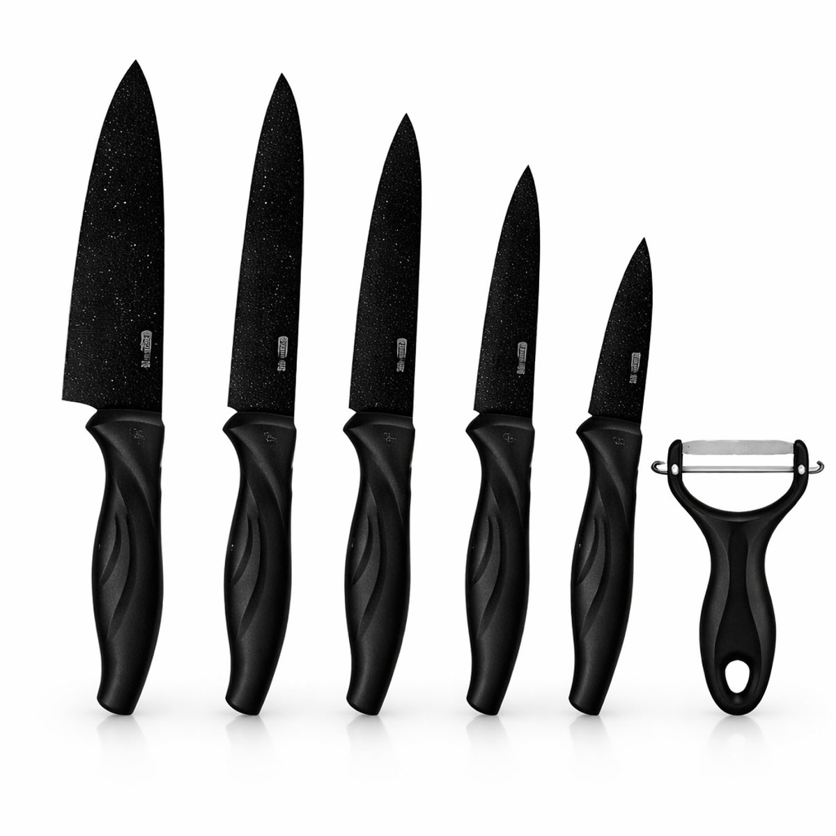 Majestix Messenset 6-Delig met Dunschiller – Marmercoating (anti-aanbak) – Ergonomisch Handvat – Scherp – Duurzaam