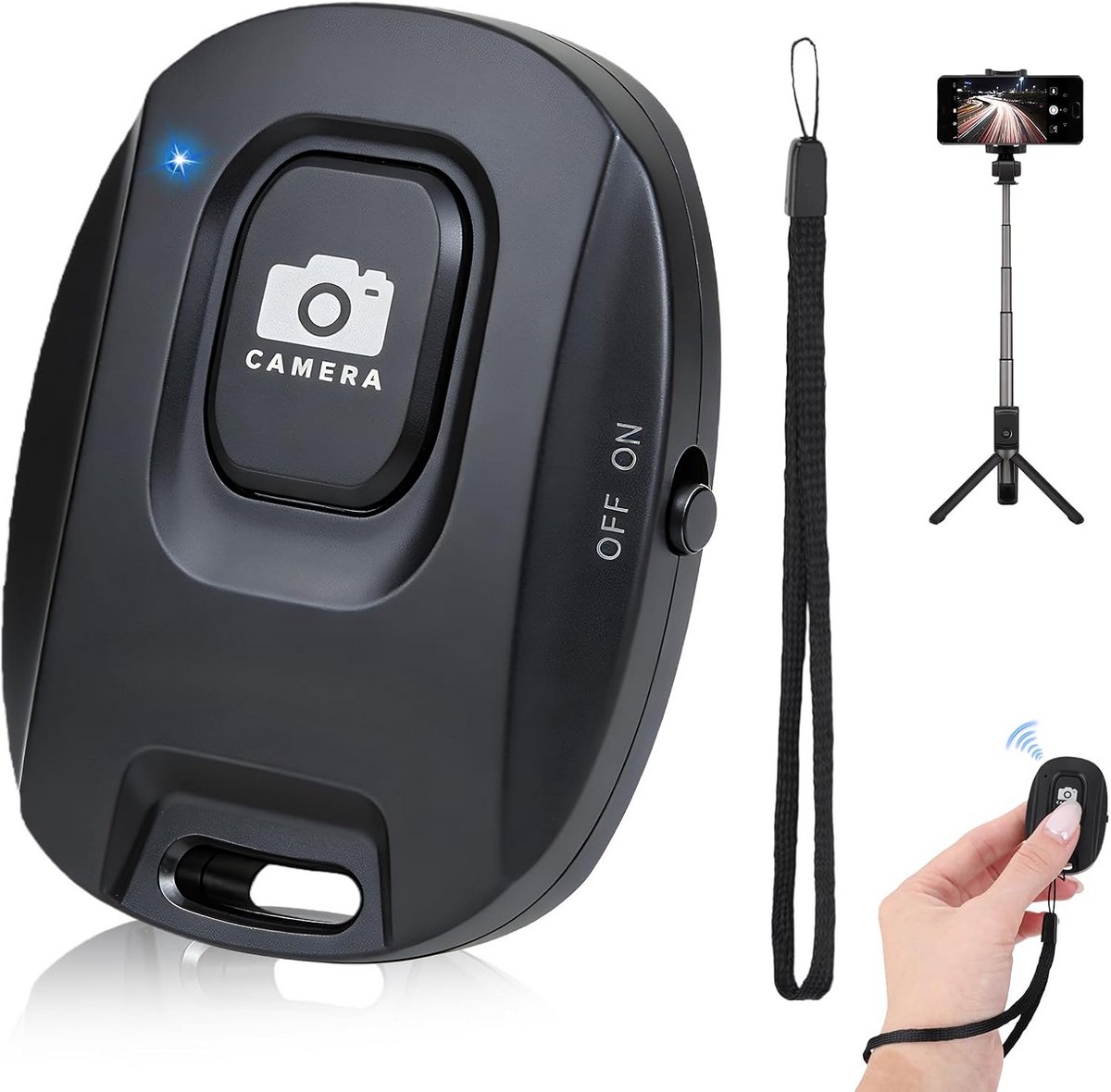 Camera Afstandsbediening - Bluetooth Ontspanner - Foto Video Opnemen - Oplaadbare Batterij - Compact Formaat