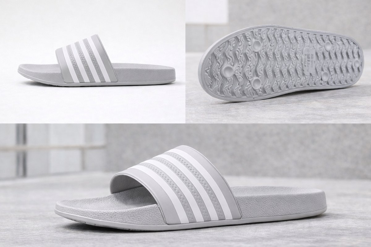 Badslippers Heren & Dames | Slippers Volwassenen Unisex | Grijs Witte Strepen | Comfort Slippers | Anti Slip & Waterbestendige Slippers | Strand Slippers | Zwembad Slippers | Lichtgewicht Slippers | Ergonomisch Voetbed | Sport Slippers | Maat 39