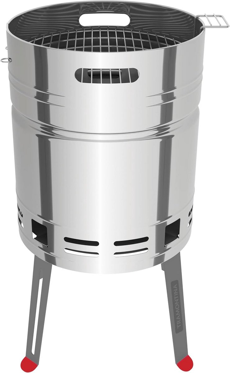 Houtskoolbarbecue - Grillvat - Buiten koken - Roestvrij staal - 41 cm diameter - Zilver