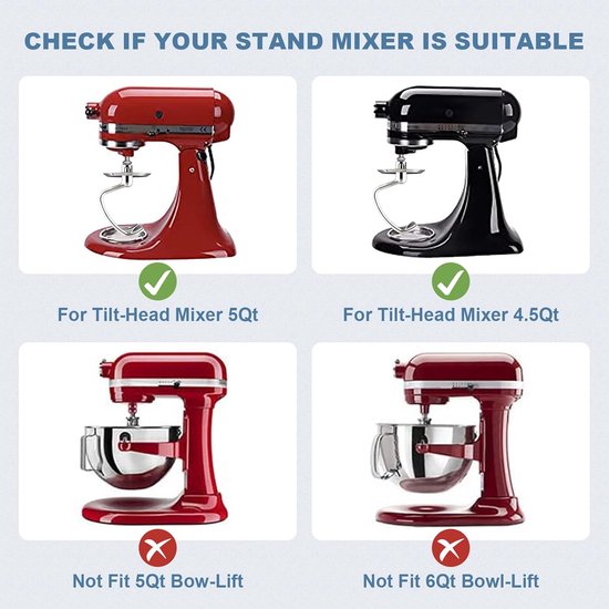 Knethaken Roestvrij Staal - Mixer Accessoires - Brood Deeg Maken - Duurzaam Corrosiebestendig - 4.5-5 Qt - Zilver van Merkloos — afbeelding 4