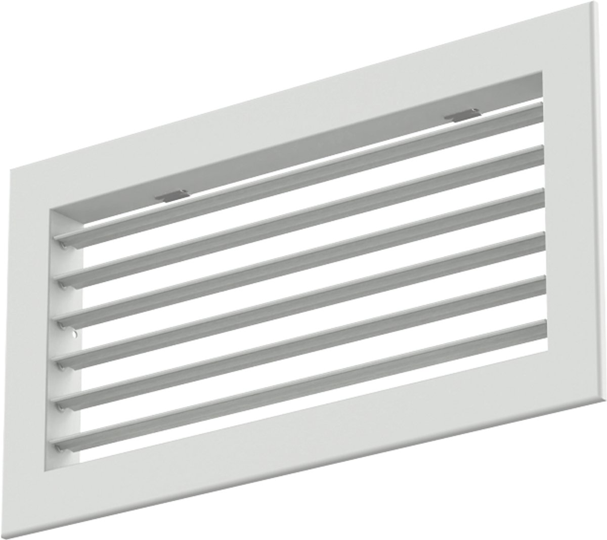 Econox Wandrooster aluminium enkel instelbaar – met klemveren – 600x150 mm – RAL 9016