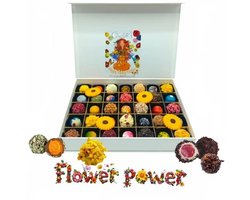FLOWER POWER-ChocolaDNA-Mix groot (35 stuks)Chocoladetuffels_Bonbons_Ambachtelijke chocolade_Luxe bonbons_Chocolade cadeau_Geschenkdoos chocolade_Vegan chocolade_Pralines_Truffels_Verjaardag_Moederdag_Vaderdag_Valentijn Bedankt_Vegatarisch