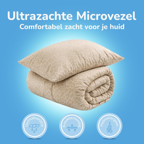 Decoware Dekbedovertrek Panter 240x200 cm - Beige - Microvezel - Met Kussenslopen - Lits-jumeaux van Decoware — afbeelding 3