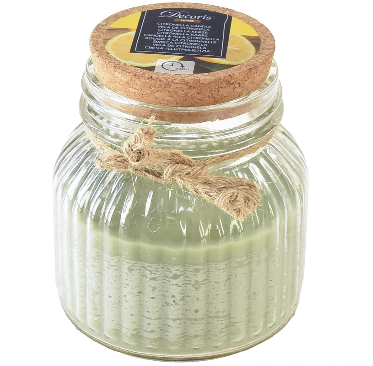 Viana Geurkaars in glas Citronella kaars olijfgroen H11,5cm Groente
