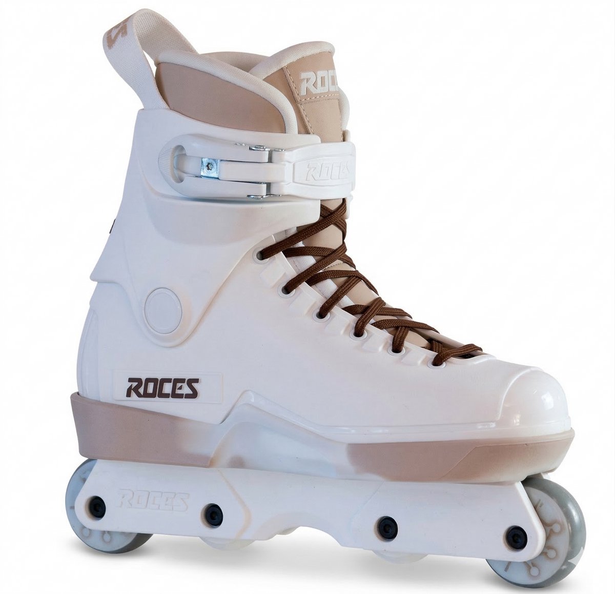 Roces M12 LO Team Cappuccino Stunt Skates Volwassenen – Aggressive Inline Skates Lichtbruin