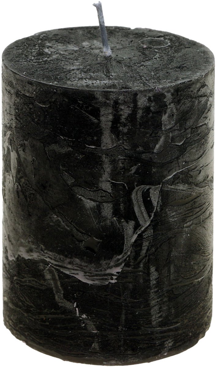 Viana Zwarte pilaarkaarsen, door en door geverfd, 85x120mm, set van 2, rusti