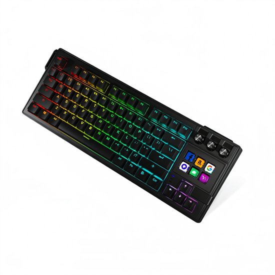 Assortix Mechanisch Gaming Toetsenbord met LCD Macro Keys & Knobs – RGB – Hot Swappable – Stream Deck Keyboard – 80% Layout