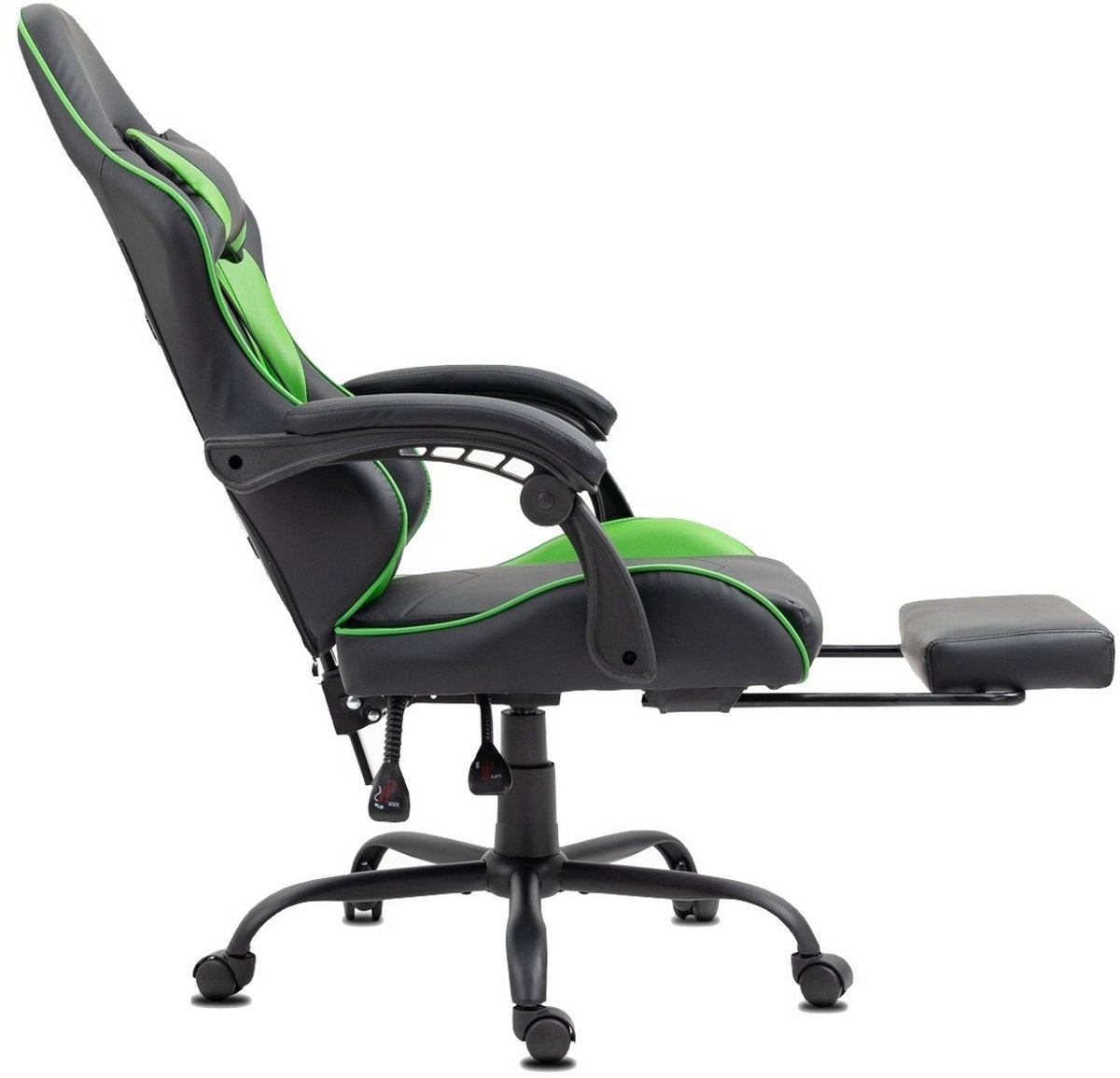 Delman Gaming Stoel met Massage en Voetsteun – Ergonomische Bureaustoel met Hoofdsteun, Verstelbare Rugleuning tot 135°, 360° Draaibare Game Stoel voor Gaming en Thuiswerken – foto 4