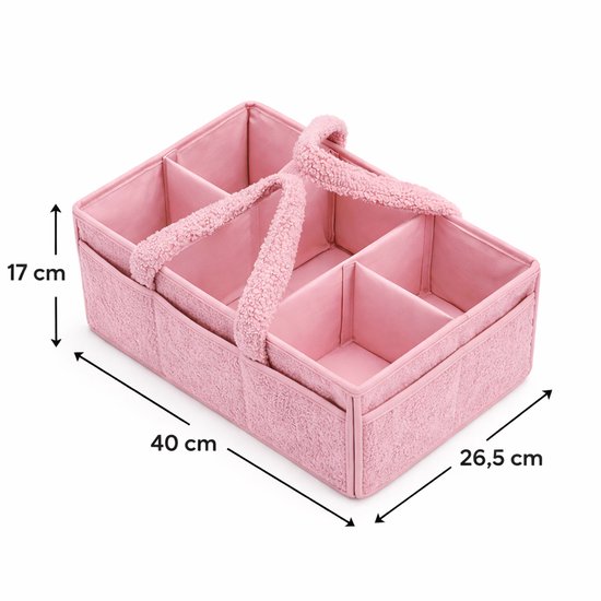 Vavida - Commodemandje - Roze - Teddy - 40 x 26 x 17 cm - Babykamer - Baby - Commode - Mandje — afbeelding 5