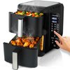 Dubbele Airfryer XXL 11L - BPA & PFAS Vrij - Dual Heteluchtfriteuse XL Tot 8 Personen - Slimme Functies: Smart Finish & Match Cook 60–200°C - Vaatwasserbestendige Manden - Antiaanbaklaag - 2800W - Vaderdag Cadeau voor Papa - Zwart - Löwenthal