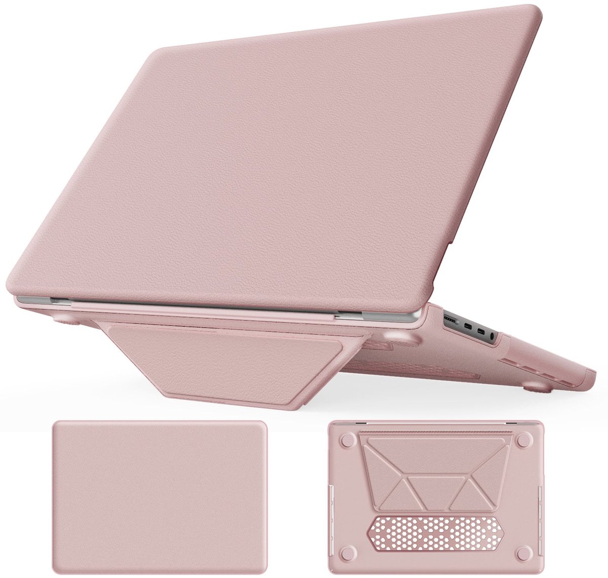 Turtle Shift vegan leer Laptopcover geschikt voor MacBook Pro 14' inch - 2023 / 2021 - A2442 / A2779 / A2918 / A2992 - Roze