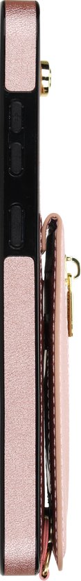 Geschikt voor Samsung Galaxy S25 FE Hoesje Met Koord - Solidenz S25 FE Wallet Case Cover - Telefoonhoes - Backcover Met Koordje - Cord Case - Lanyard - Hoesje S25 FE - Roségoud