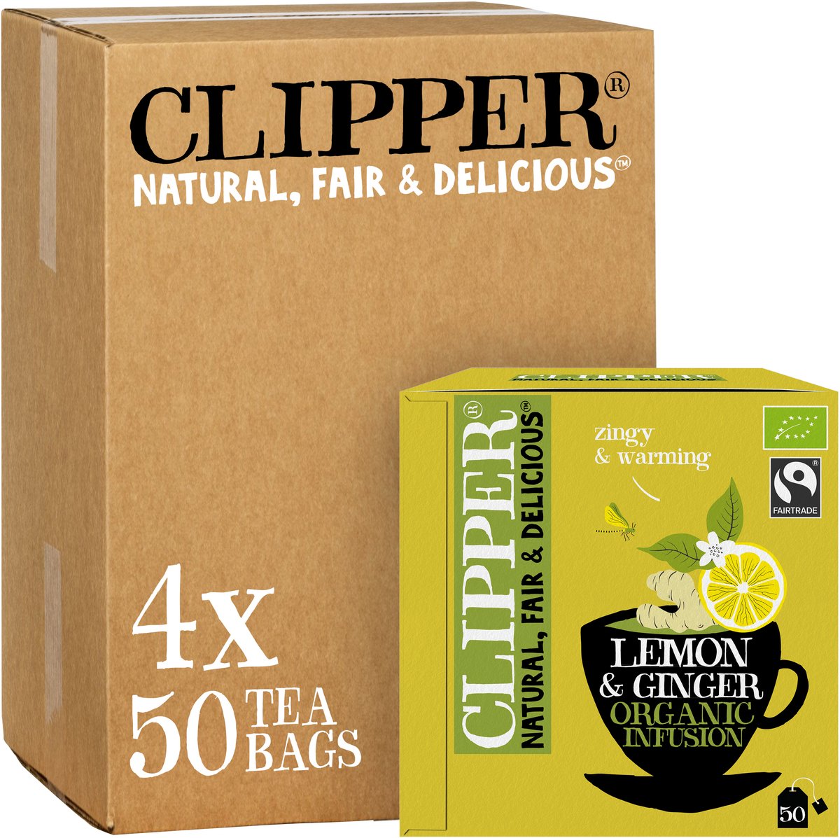 Clipper - Biologische Thee - Lemon & Ginger - Citroen & Gember - 4x 50 theezakjes