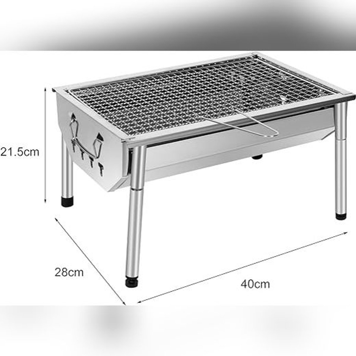Picknick Barbecue RVS – Draagbare Houtskool Grill 40×28 cm – Camping BBQ met Uitneembaar Rooster en Ventilatiesysteem