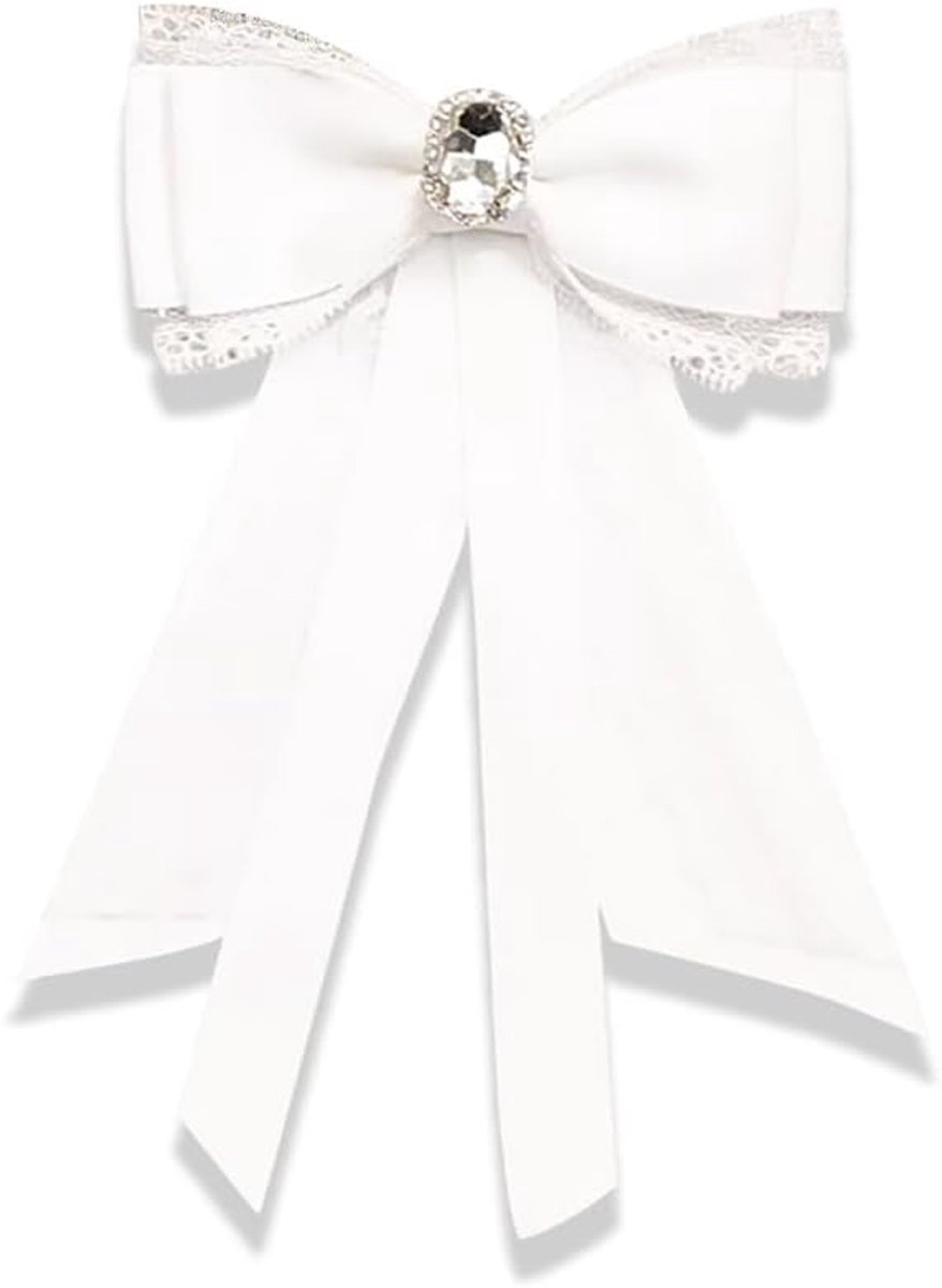 Elegante Strik Broche met Kristallen en Kant - Dames & Meisjes Accessoire