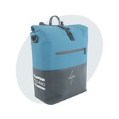 Voltano Enkele Fietstas Rolltop Reflective Special Edition - Zwart / Blauw - 25 Liter - 100% Waterdicht - Gratis Extra Beugels Voor E-bike - Fietstassen Electrische Fietsen
